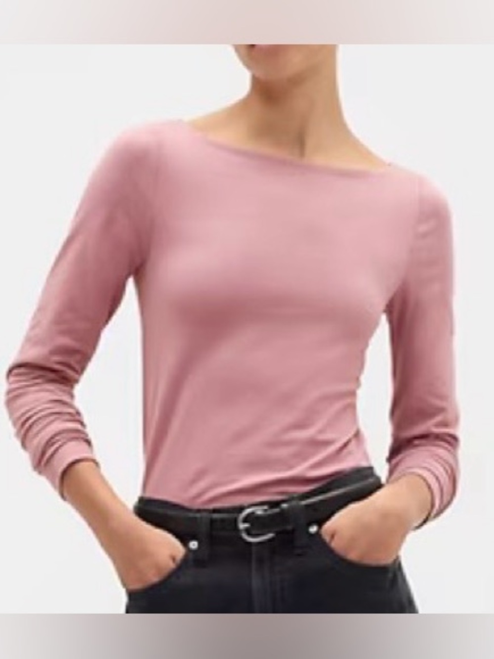 NWT GAP long sleeve boatneck shirt, pink, S